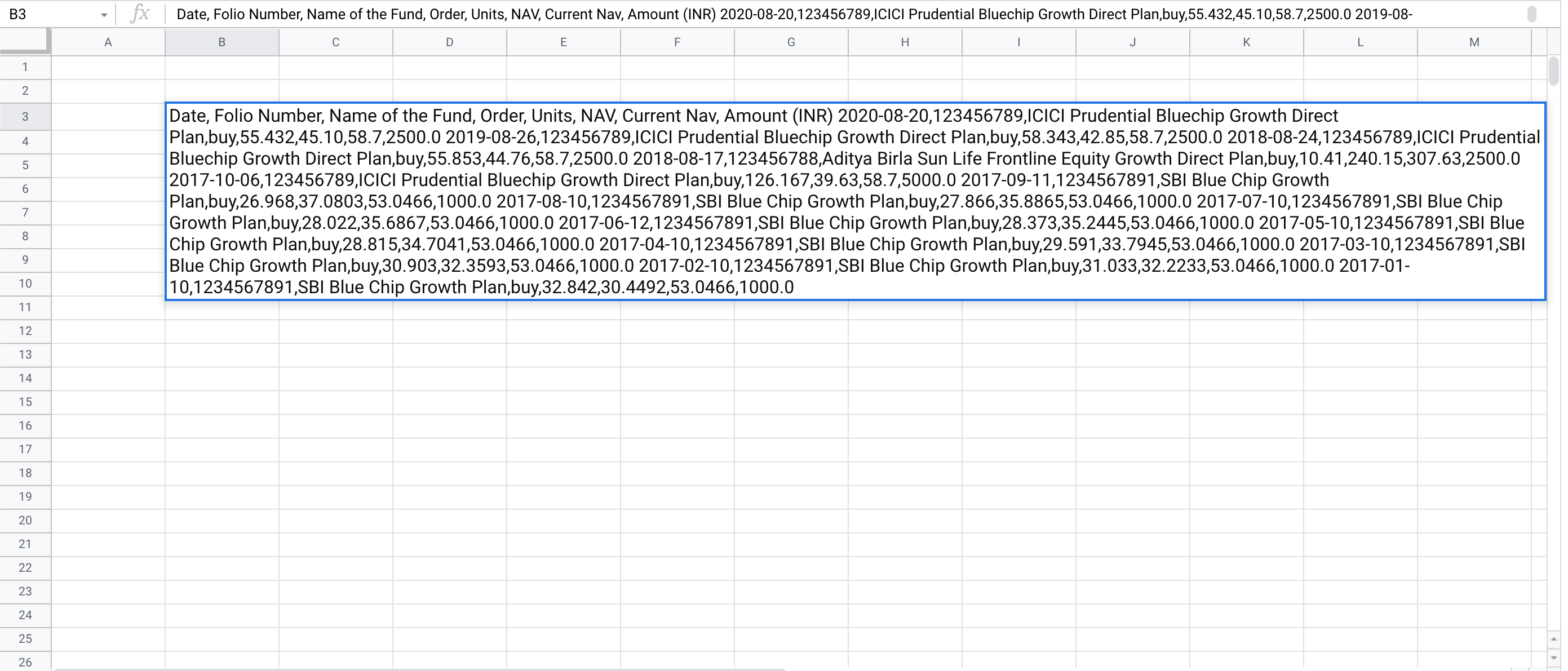 Cell Overflow from Pasting all CSV Data - Light Mode