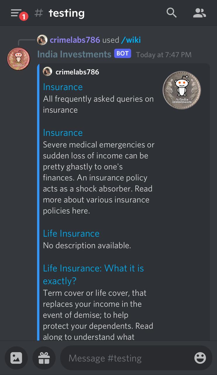 Discord Slash Command Search Result for Querying Wiki - Mobile