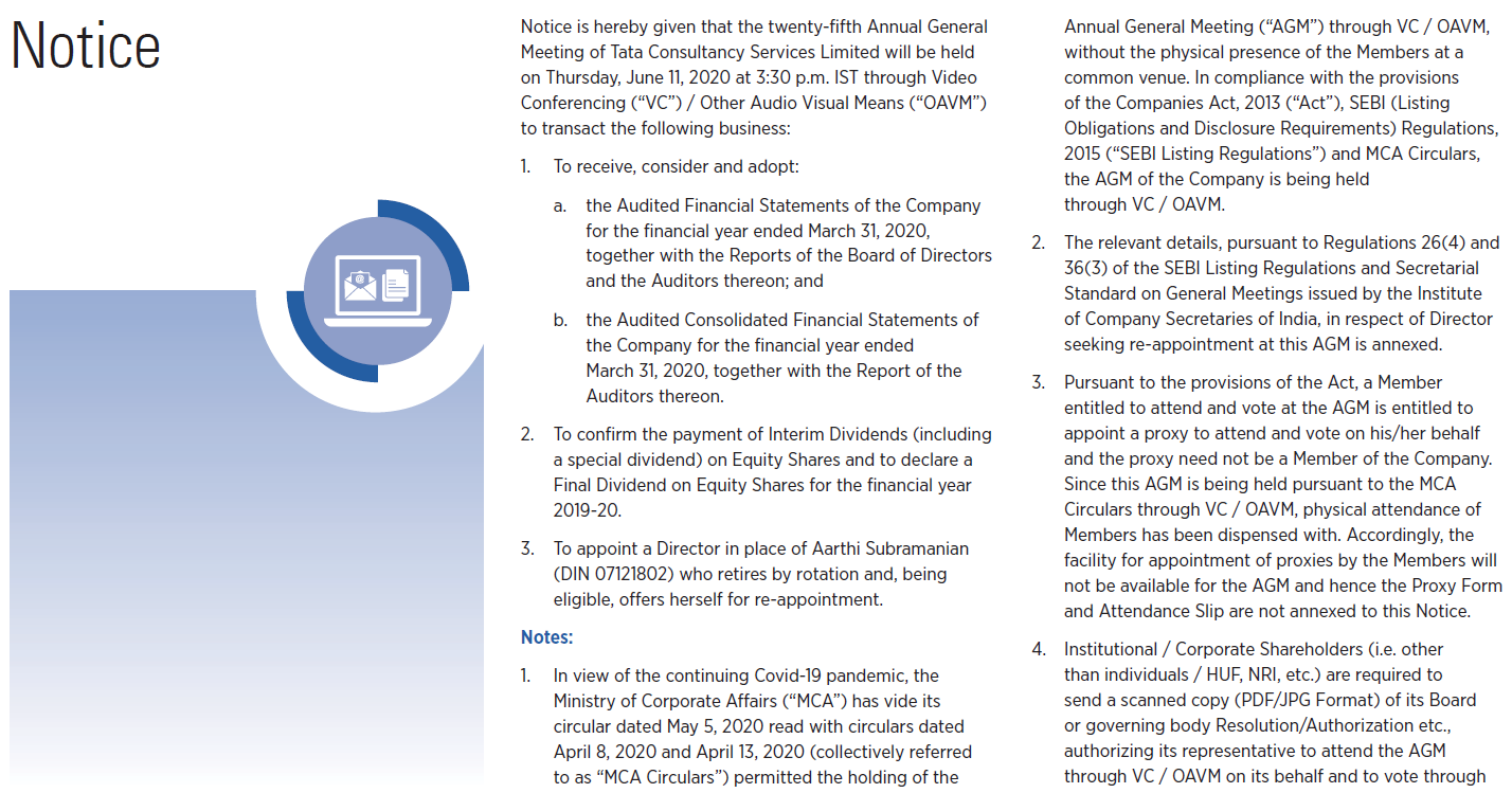 Tata Consultancy Services Ltd’s Annual Report (FY20)