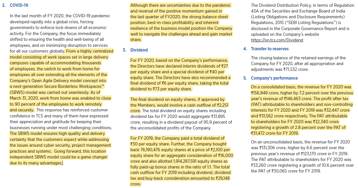 (continued) Tata Consultancy Services Ltd’s Annual Report (FY20)